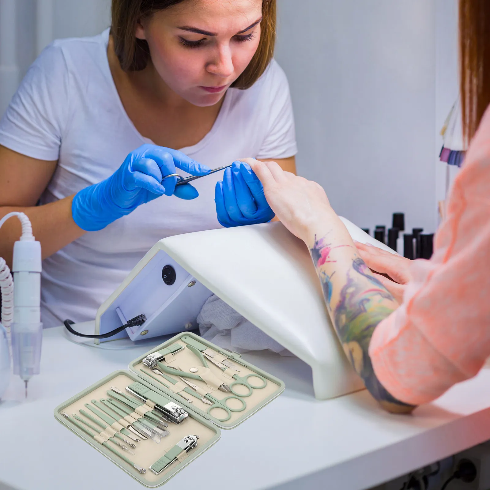 18종 스테인리스 스틸 손톱깎이 세트 여성 남성 휴대용 여행용 손톱 관리 도구 ..