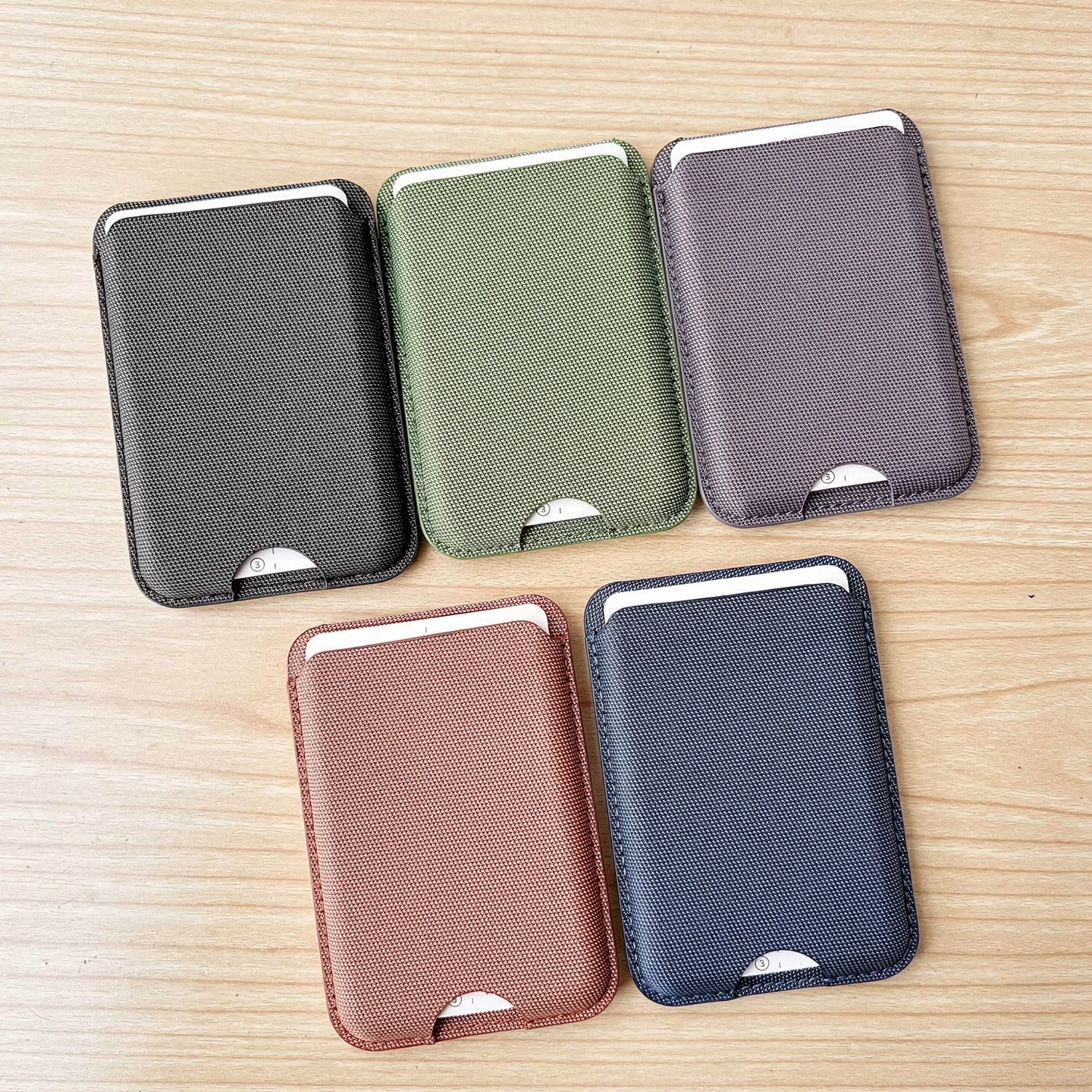 Magnetic Card Holder Wallet Clip with Tech Leather & Fabric - Universal Phone Case Stand