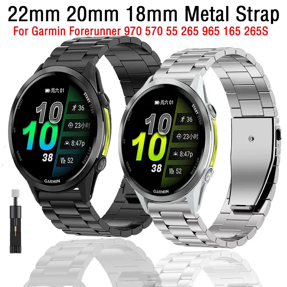 Versatile Metal Watch Strap - Premium Bracelet for Smartwatches - Available in 18mm, 20mm, and 22mm Sizes