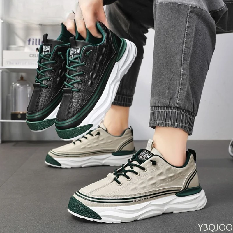 Large Size Spring and Autumn New Thick Sole Height Increasing Casual Men's Shoes Niche Trend Versatile Flat Sports Men's Shoes