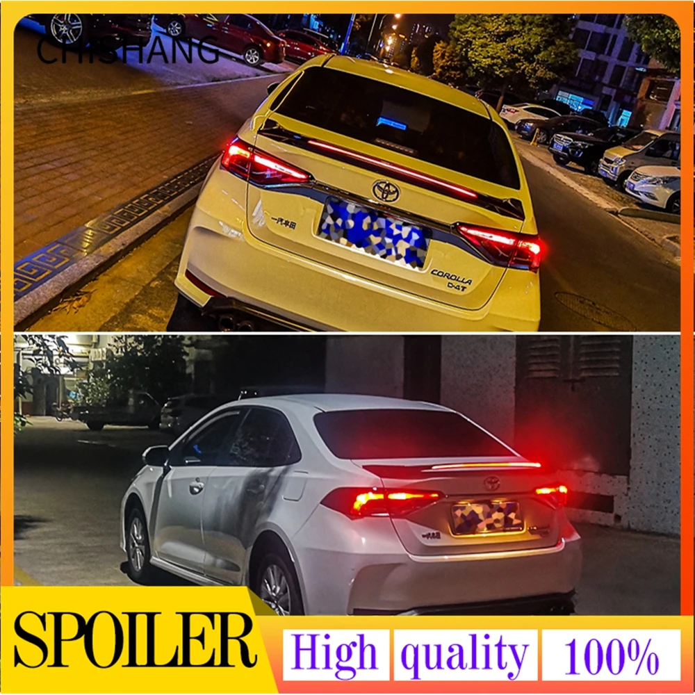 

New Design Rear Wing Spoiler For Toyota For Corolla 2019 2020 2021 Flowing Brake Lamp Trunk ABS Plasti Spoiler Wing