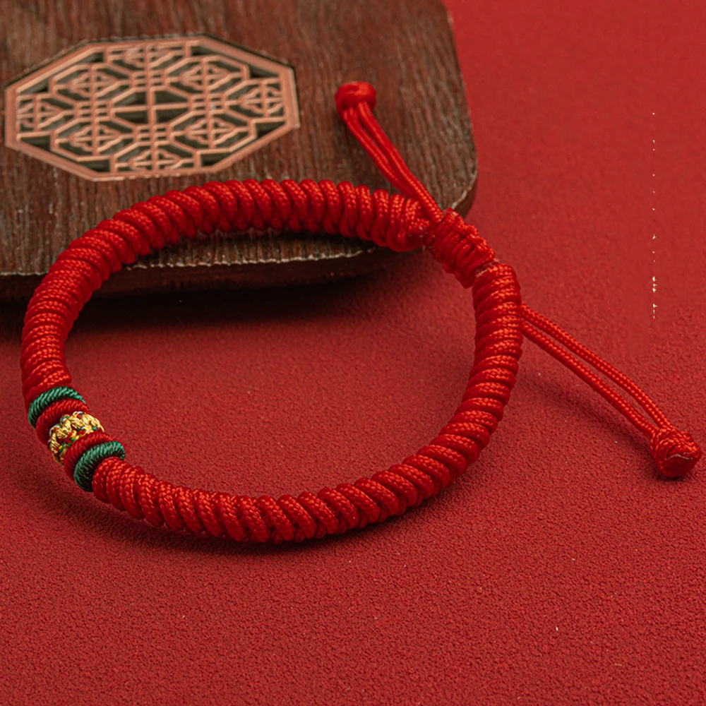 Dalai Lama Tibetan Lucky Red String Bracelet - om mani om