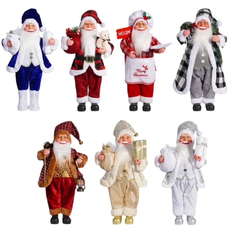 1/2 Pcs Random Color 12 Inch Christmas Standing Santa Claus Doll Display Window Decoration Supplies & Gift Christmas Decoration