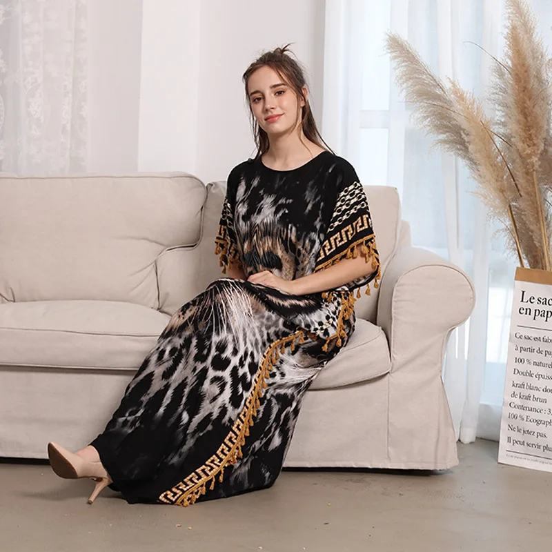 Elegant Islamic Women's Outwear Printed Dresses Loose Long Robes In Plus Size Ensembles Musulmans Ropa Deportiva Musulmana Mujer