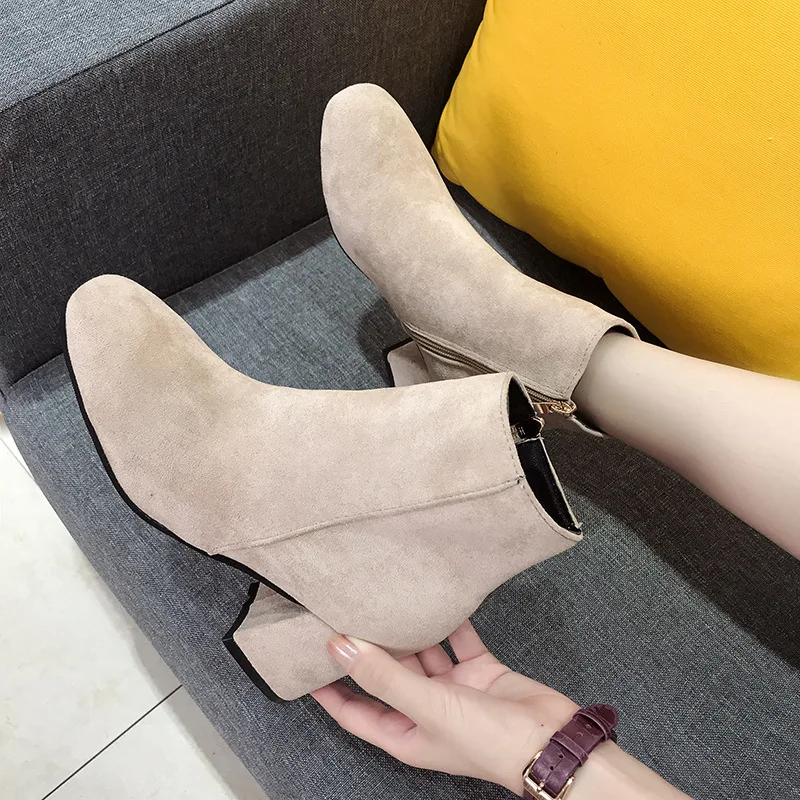 

Women's Boots Autumn Winter Footwear Zipper Luxury Designer Boots-Women Female Shoes 2023 Fashion Ankle High Heel Low Ladies