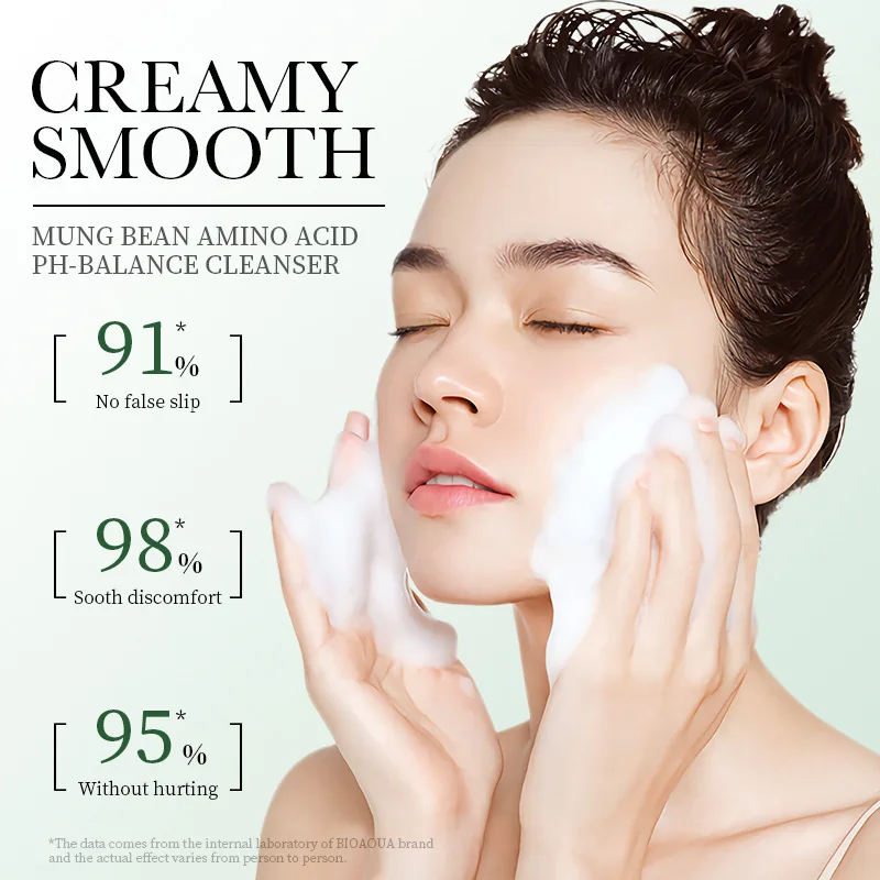 BIOAOUA Mung Bean Cleansing and Refreshing Cleanser Amino Acid Moisturizing Nourishing Gentle Oil Control Cleansing