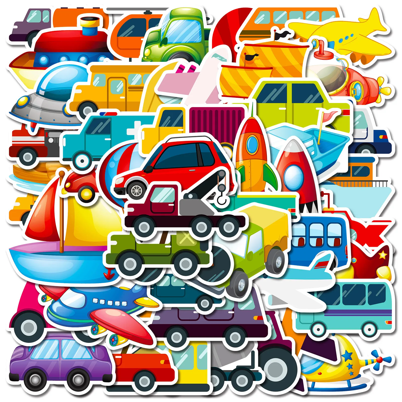 

50Pcs Cartoon Vehicle Train Series Graffiti Stickers Suitable for Laptop Helmets Desktop Decoration DIY Stickers Toys Wholesale