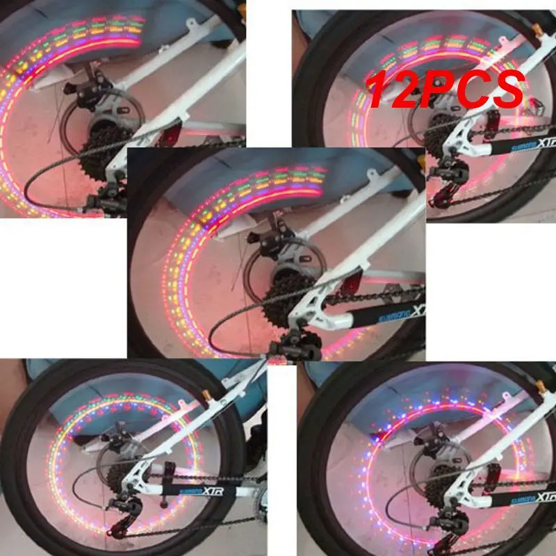 

12PCS Valve Light Bike Valve Lamp Seven Colors Tire Lamp Flash Light Wheel Light Wheel Spokes Light Bike Accessories