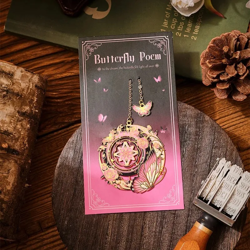 Creative Color Hot Pot Gold Chain Heart Sunflower Butterfly Metal Bookmark Reading Clip Student School Office  Supplies