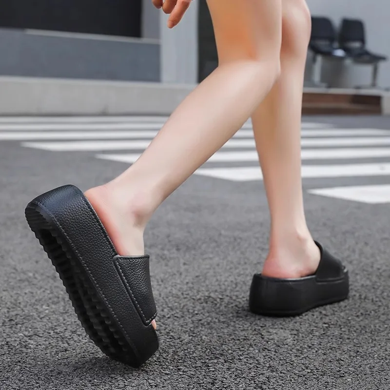 6cm Thick Women Slippers 2024 New Summer Height Increase Slip Fashion Soft Sole Outer Wear Beach Sandals Summer Women Slippers 5