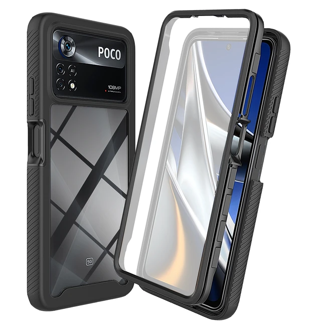 for Poco X6 Pro Case, with [ 1 x Screen Protector Tempered Glass Film],  Black Soft Silicone Cover Shockproof Bumper Protection Case for Poco X6 Pro