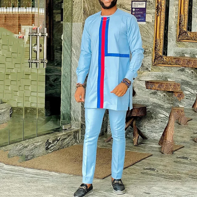 Ayoola Round Neck Long Sleeve Dashiki Outfit - Image 3