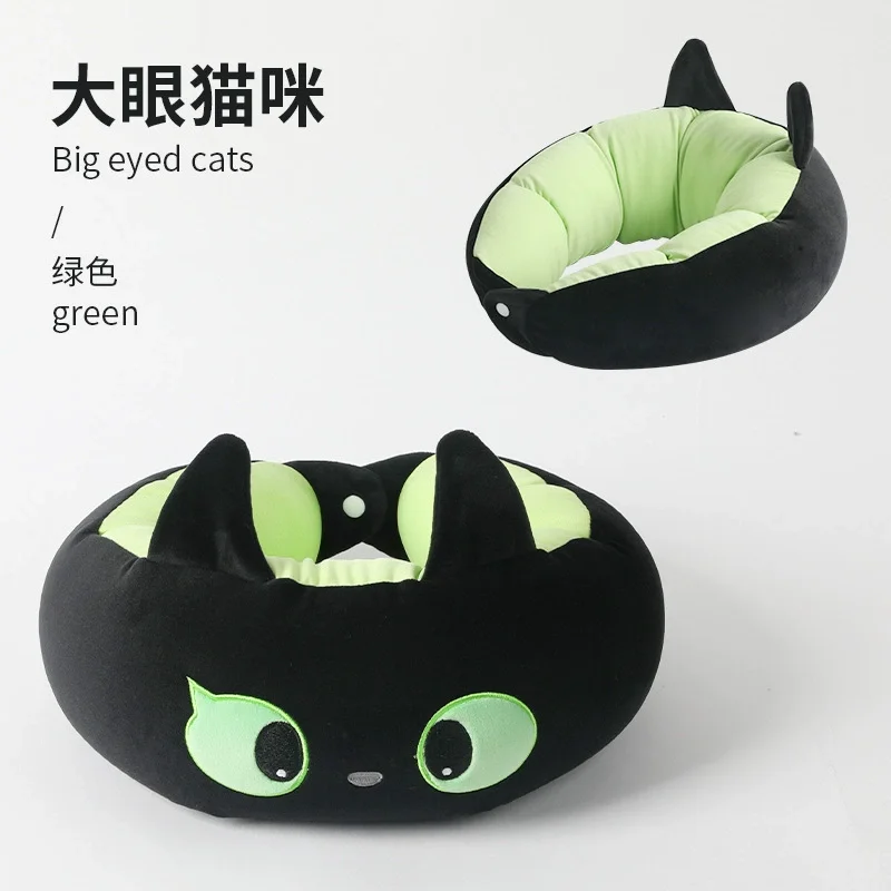 2025 New Cartoon Black Cat Series Neck Pillow with Hood Set Office Neck Pillow Transformable Travel Pillow Lunch Break Pillow 6