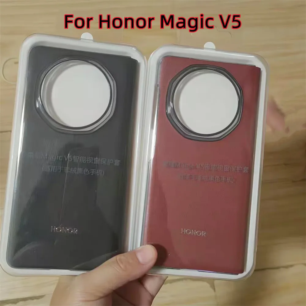 حافظة جلدية أصلية ذكية شفافة للنافذة لهاتف Honor M...