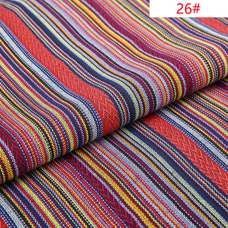 thumbnail image 1 of Tela jacquard a rayas de estilo étnico bohemio con patrón geométrico teñido de hilo para accesorios de costura, decoración del hogar, textiles por metros, 1 of 5