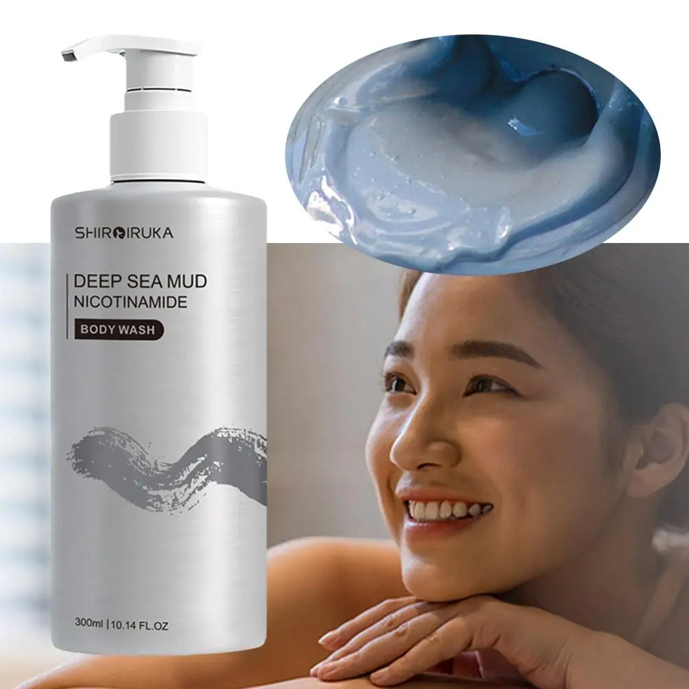 

300ml Shower Gels Nicotinamide Deep Sea Mud Refreshing Moisture Lasting Fragrance Cleaning Wash Body Lotion Bath A0G4