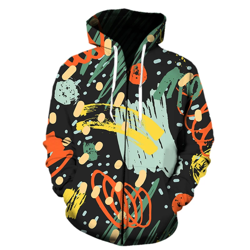 

2023 Abstract graffiti art 3D Print Zipper Hoodie Sweatshirts Men Women Fashion Casual Hip Hop Pullover Oversized Hoodies Tops