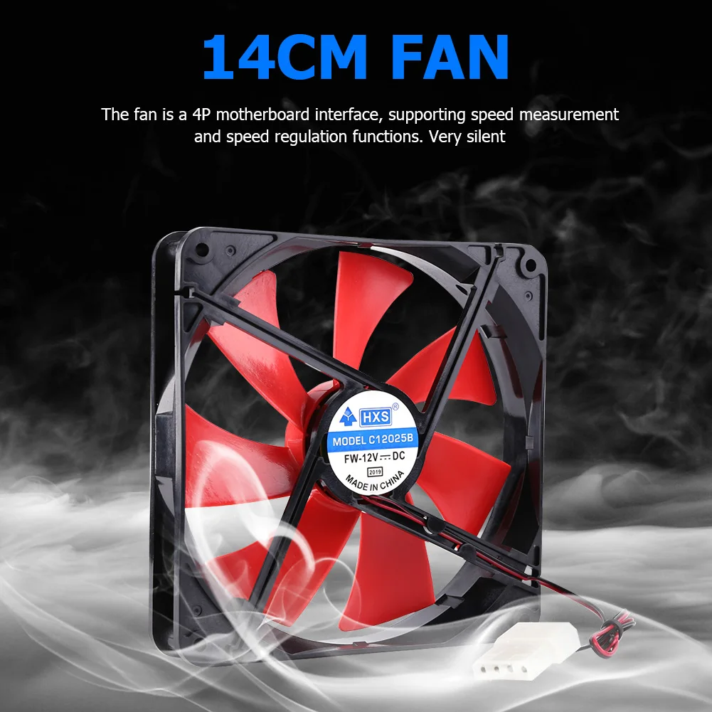 CPU 쿨러용 무소음 컴퓨터 케이스, 냉각 선풍기 속도 조절 선풍기, 140mm 4 핀