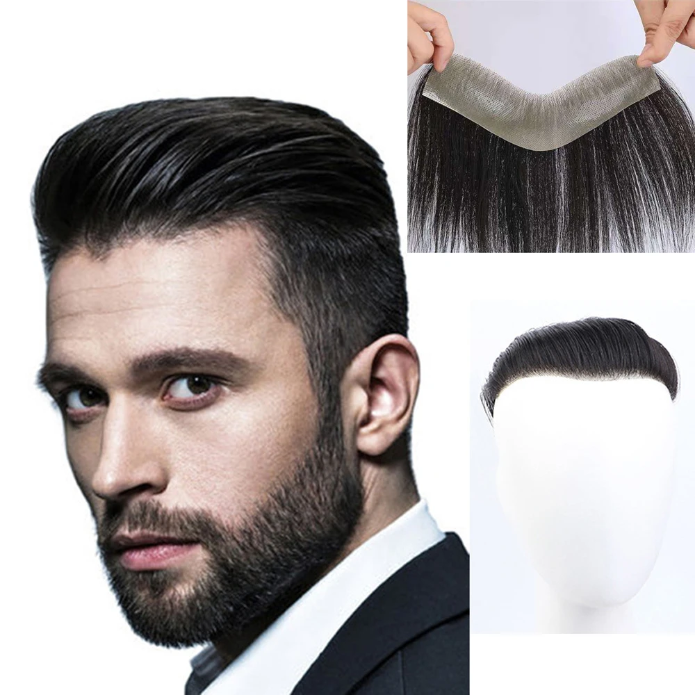 

Men's Hairline Toupee V-Loop Brazilian Virgin Remy Human Hair For Men Toupee Soft Thin Skin Hairpieces Replacement System