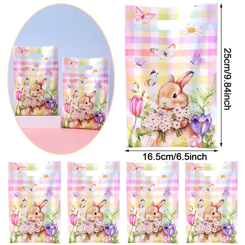 10/20/50 Stück Osterhasen-Blumen-Süßigkeitentaschen Frohe Ostern Partydekoration Niedliche Hasen-Geschenktüten 2026 Osterparty-Zubehör – Detail 6