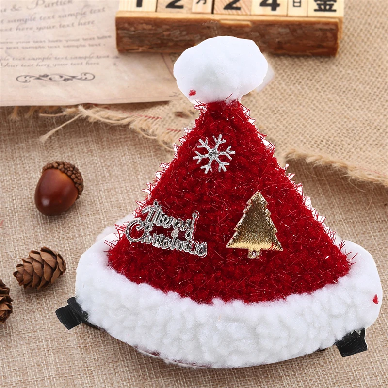 Christmas Santa Hat Hair Clip Accessories Glitter Bobby Pin for Girls Women Party Birthday Festival Support Baby Gifts