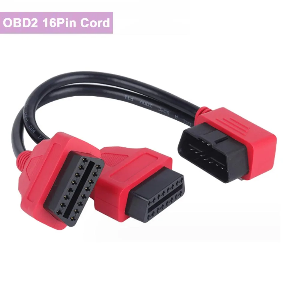 Cavo Di Prolunga Adattatore Obd2 Di Colore Rosso Connettore Obd A 16 Pin Scanner Automatico Maschio A 2 Pezzi Femmina 12V Uso Auto Splitter Core A 16 