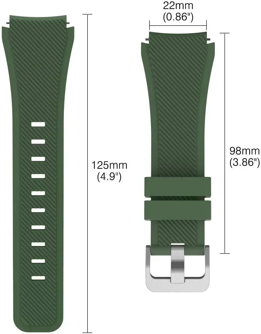Silicone Wristband Bracelet - 22mm Adjustable Strap