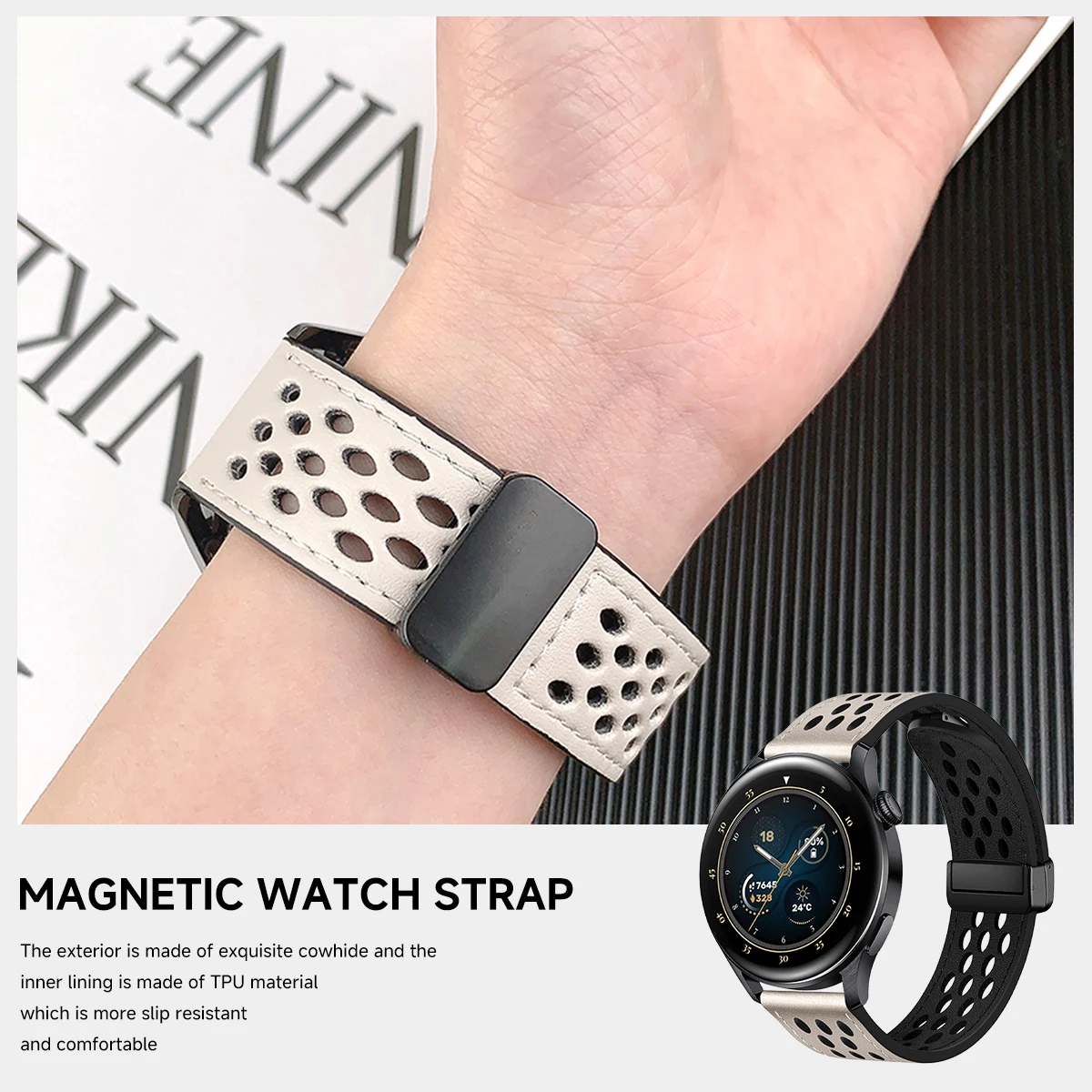 Premium Leather Magnetic Strap - 20mm/22mm Breathe Bracelet