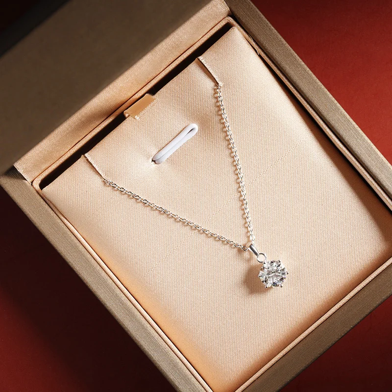 Pendant necklace moissanite necklace OEVAS Real 1 Carat D Color Moissanite Bridal Pendant Necklace 925 Sterling Silver Wedding Party Fine Jewelry Gift