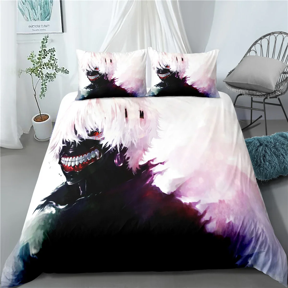 =Anime Tokyo Ghoul 3D Printed Bedding Set Duvet Covers Pillowcases Comforter Bedding Set Bedclothes Bed Linen 4