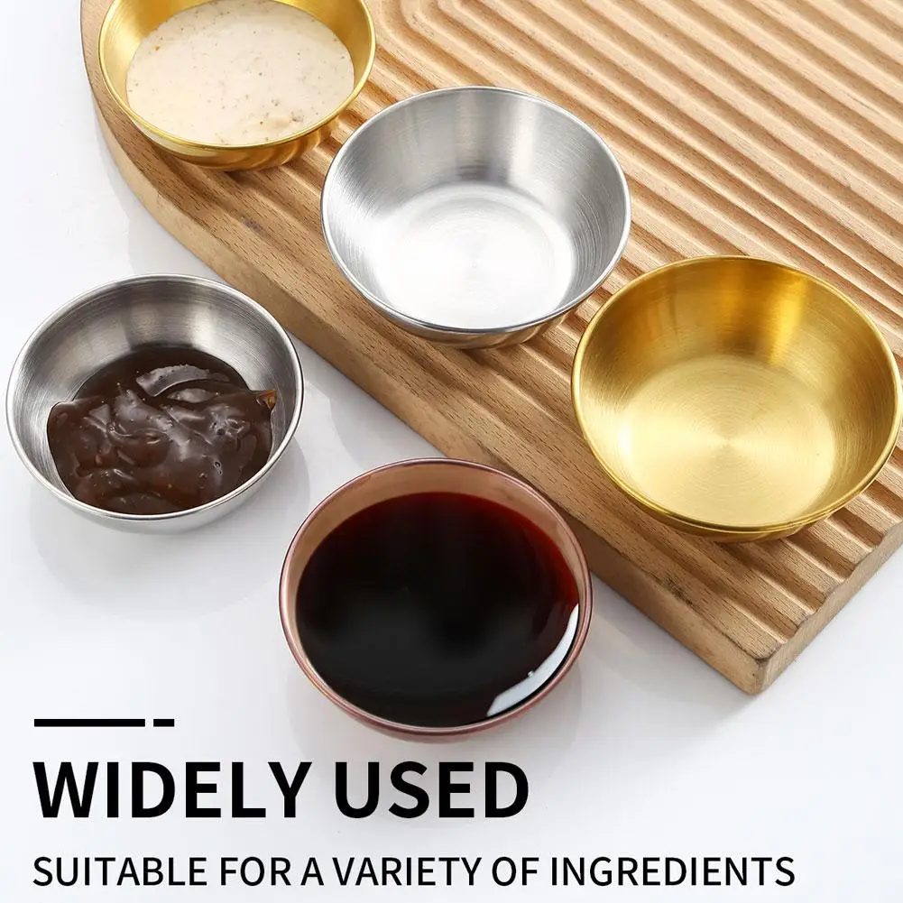 

1Pc Round Sauce Dish Stainless Steel Seasoning Plates Tray Soy Appetizer Bowl Saucer Kitchen Dipping Accessories Vinegar Se J4K5