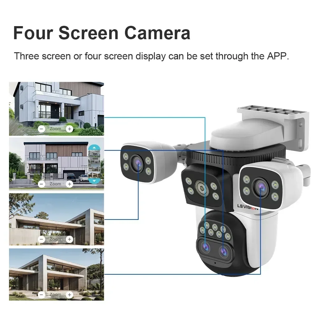 LS VISION 20MP 10X Zoom Four Screens WiFi IP Camera Wireless Outdoor 10K Four Lens PTZ Human Auto Tracking Surveillance Cameras 2