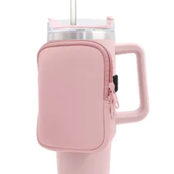 Neoprene Water Bottle Caddy with Storage (Pink)
