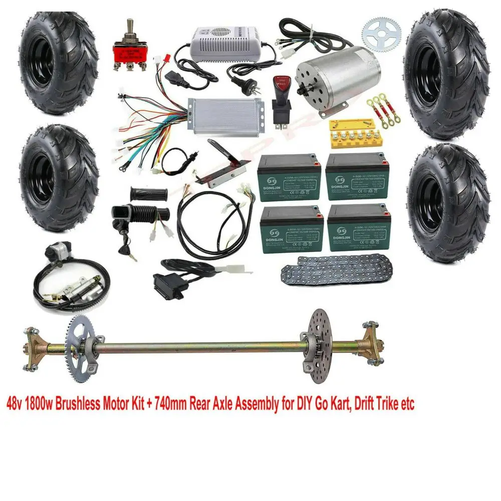 

TDPRO 740mm Rear Axle Kit 6" Wheels 48V 1800W Electric Motor Full Kit Go Kart ATV Quad