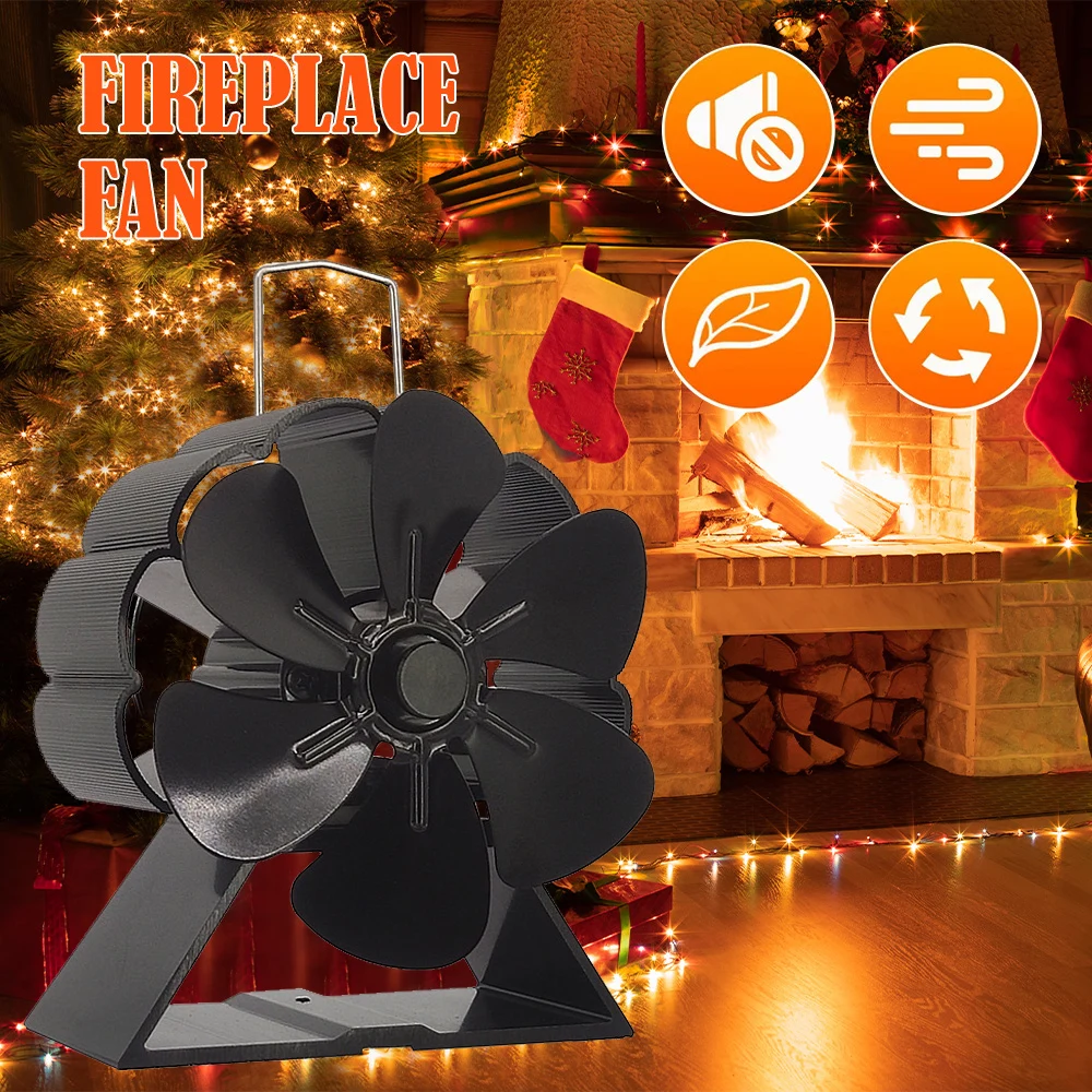 Heat Powered Stove Fan Eco Quiet 6 Blades Log Wood Burner Fireplace Fan Winter Warmer Home Efficient Heat Distribution stove fan