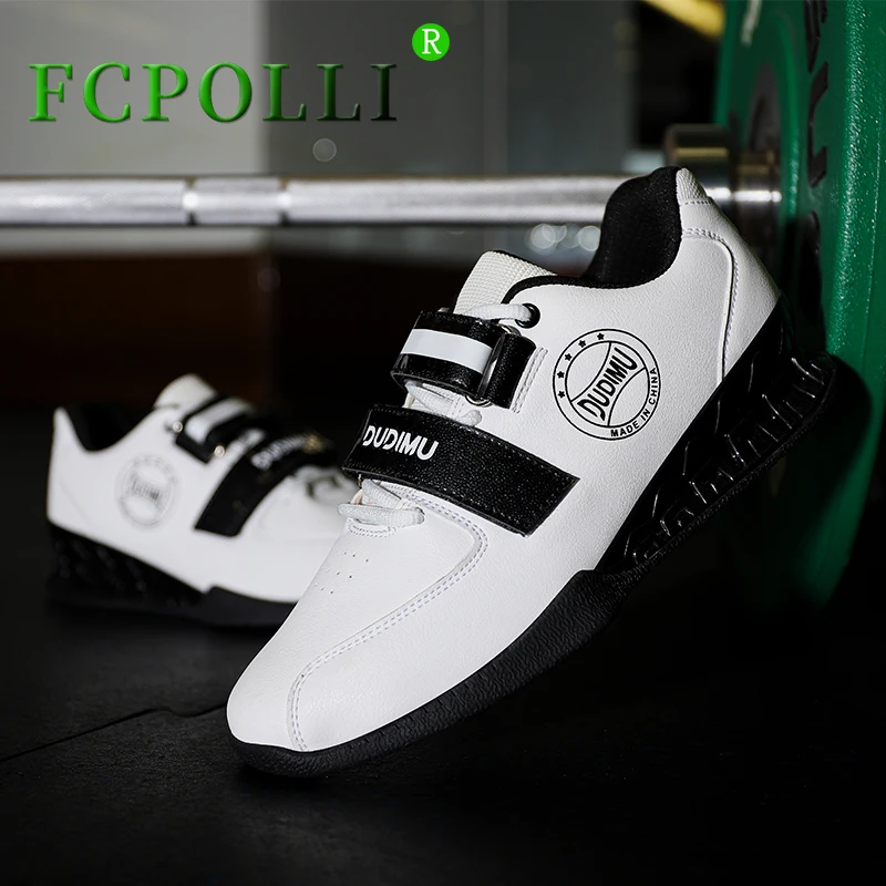 

Professional Squat Hard Pull Shoes Men Women Red White Gym Shoes Couples Leather Weight Lifting Sneakers Men Athletic Shoes