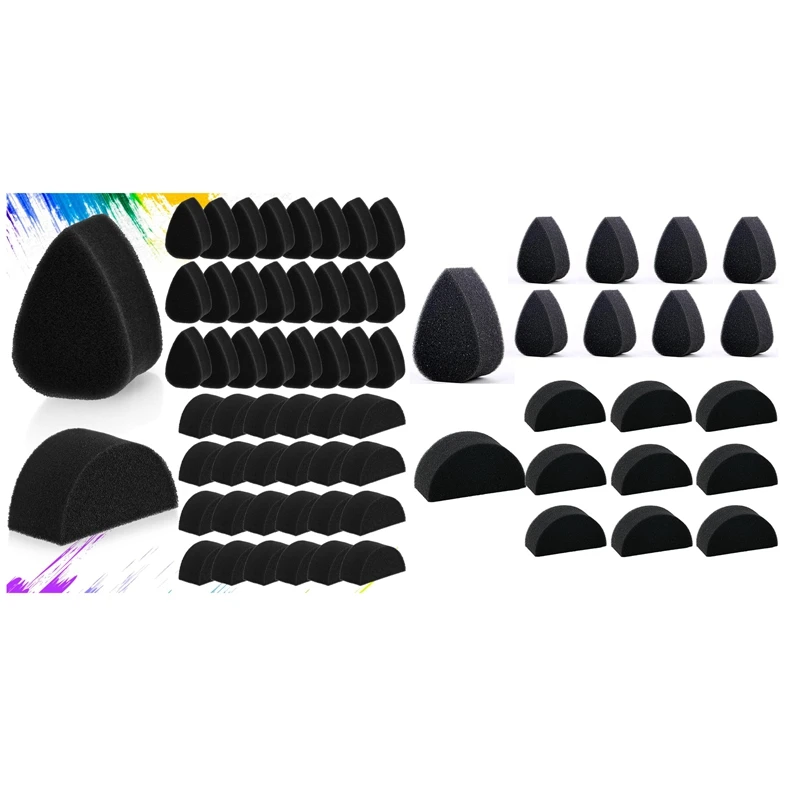 Face Paint Sponges Face Painting Black Sponges High Density For Art Work And Body Paint (24 Petals + 24 Half Moon) Easy To Clean