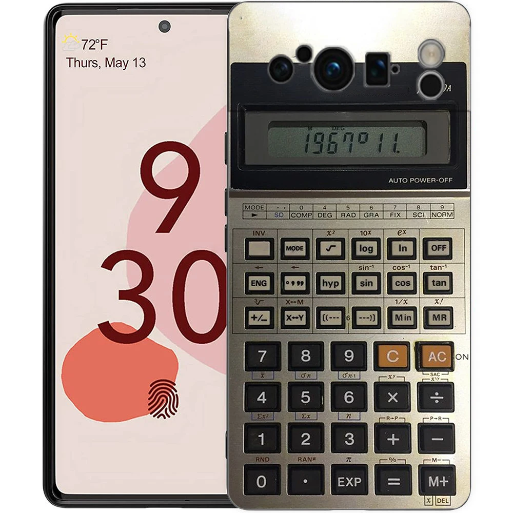 Vintage Calculator Design Shockproof TPU Phone Case - Soft Black Cover