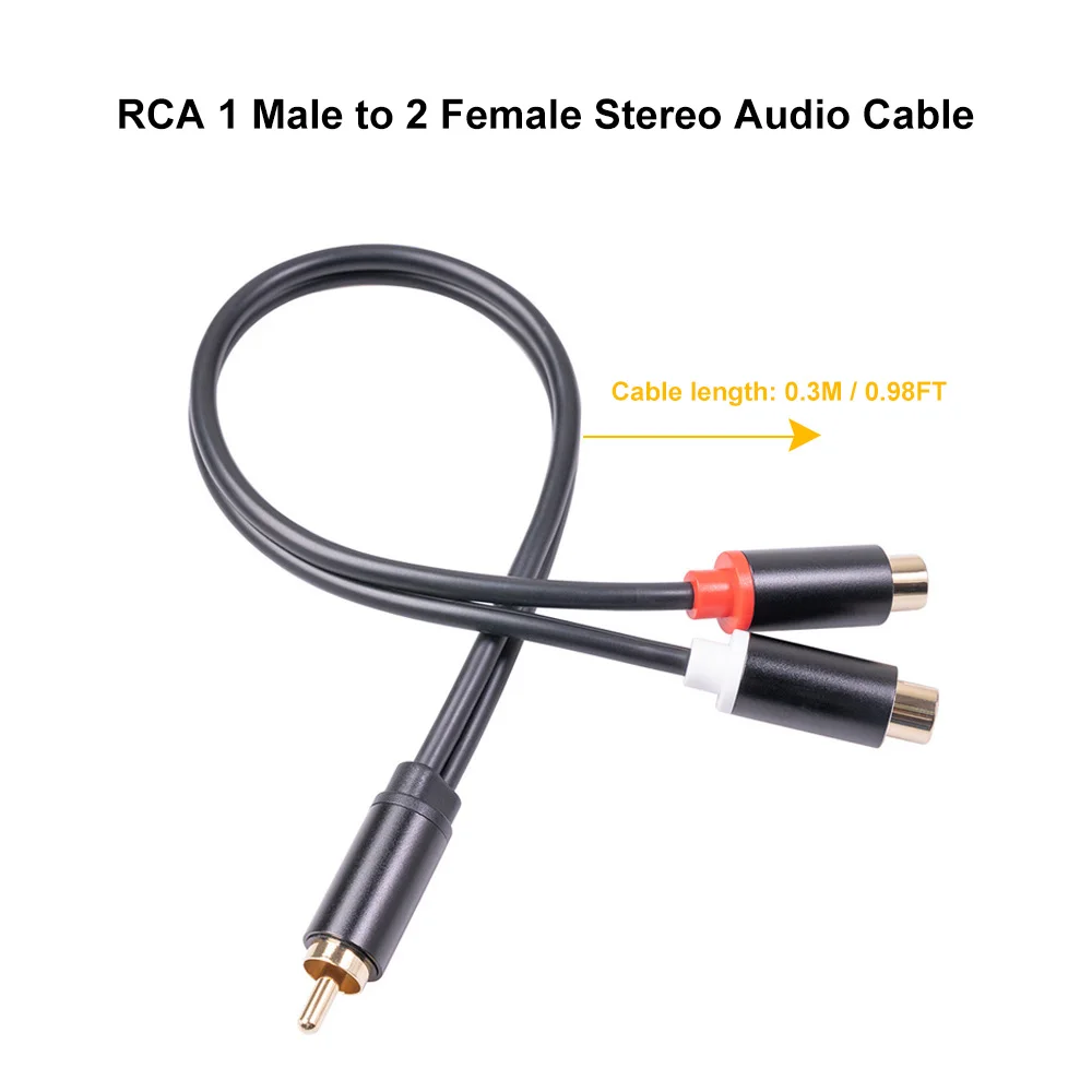 Cavo Adattatore RCA Maschio A 2 RCA Femmina – Splitter Audio Lungo 1,5 M – Connettori Placcati Oro – Per Hi-fi, Amplificatori, DJ