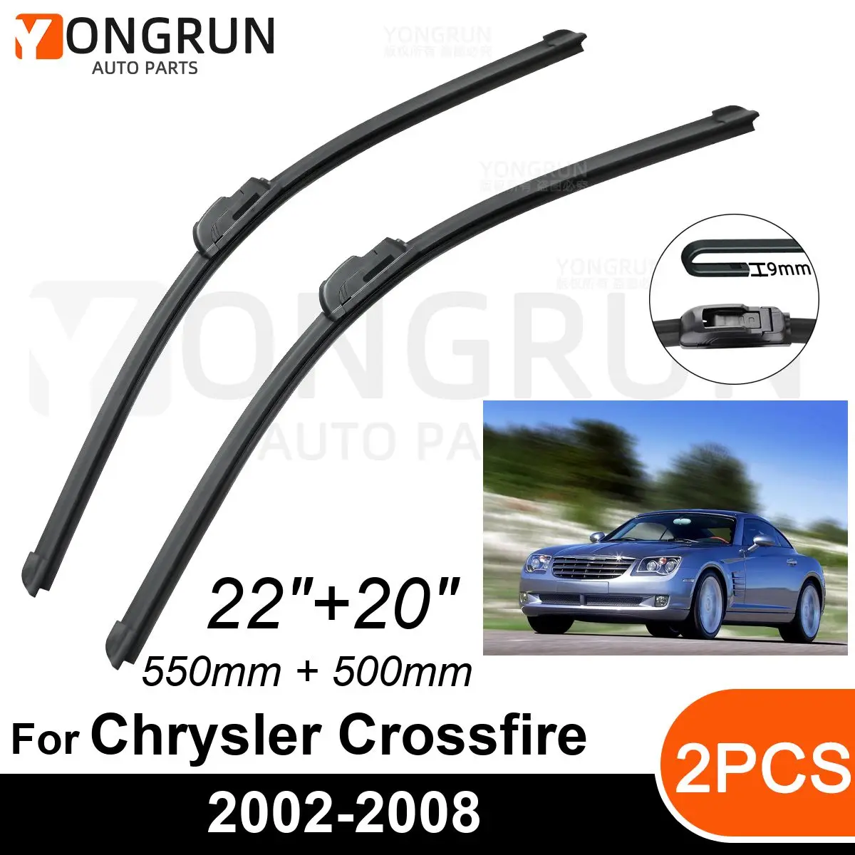 

Стеклоочистители для Chrysler Crossfire 2002-2008, 22 + 20 дюймов