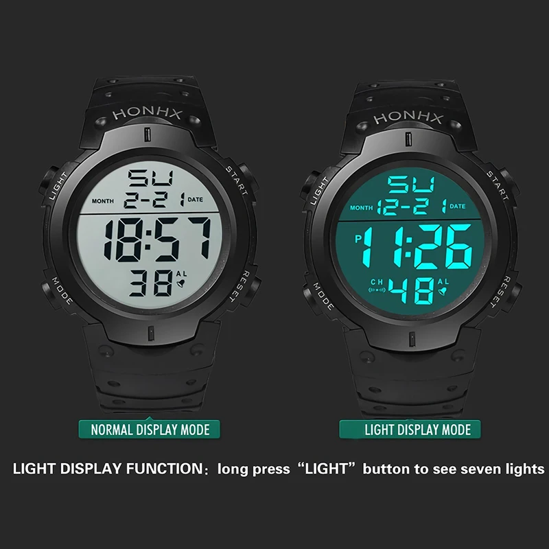 Men Sport LED Watches Top Brand Men Digital Clock Multi-Functional Rubber Man Fitnes Athlete Timekeeping Electronic Watch Reloj 6
