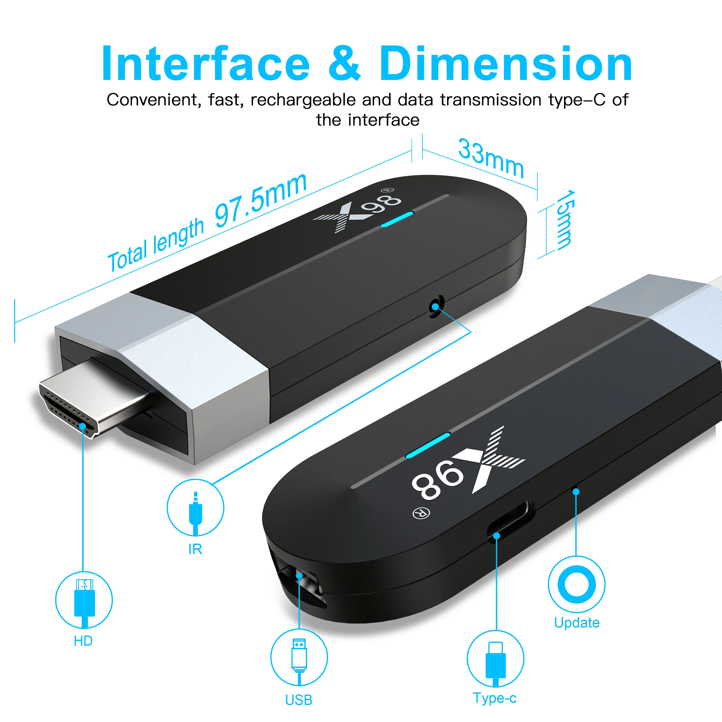 X98 S500 Android 11.0 Smart TV Box Amlogic S905Y4 2.4G/5G WiFi 4K H.265 HEVC BT Set Top Box Media Player Mini TV Stick X98S500