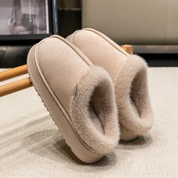 Cozy Men's Fluffy Winter Slippers with Thick Non-Slip Sole and Warm Fur Lining - 40-41 (Beige)