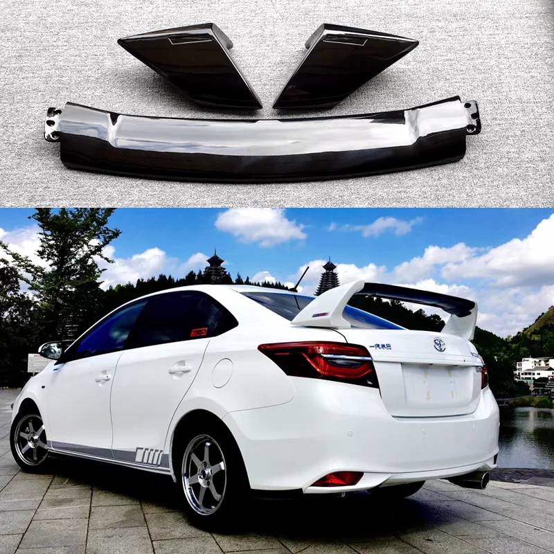 

For TOYOTA Vios ABS FD2 Spoiler 2014 2015 2016 Three Parts Vios Car Boot Cover Rear Wing High quality ABS material