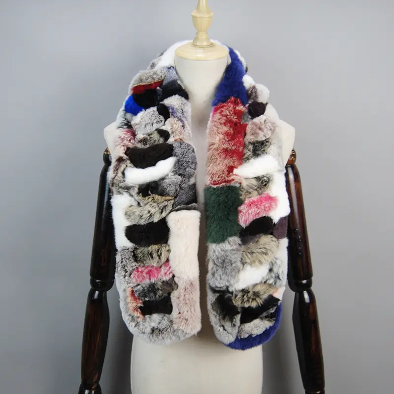 2026 New Arrivals Women Real Rex Rabbit Fur Scarf Lady Fashion Knitted Warm Soft Winter 100% Natural Real Rex Rabbit Fur Muffler - Image 19