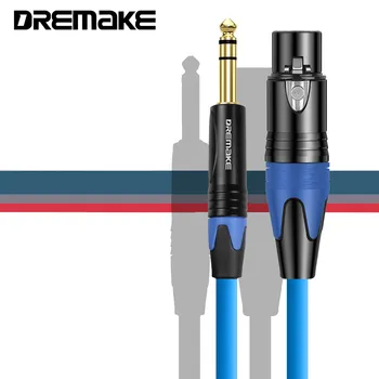 DREMAKE 마이크 케이블 XLR 3 핀-잭 6.5mm 마이크 리드 Aux 코드 TRS 6.35mm/6.5mm 수-XLR 암 코드, AMP 프로 오디오용