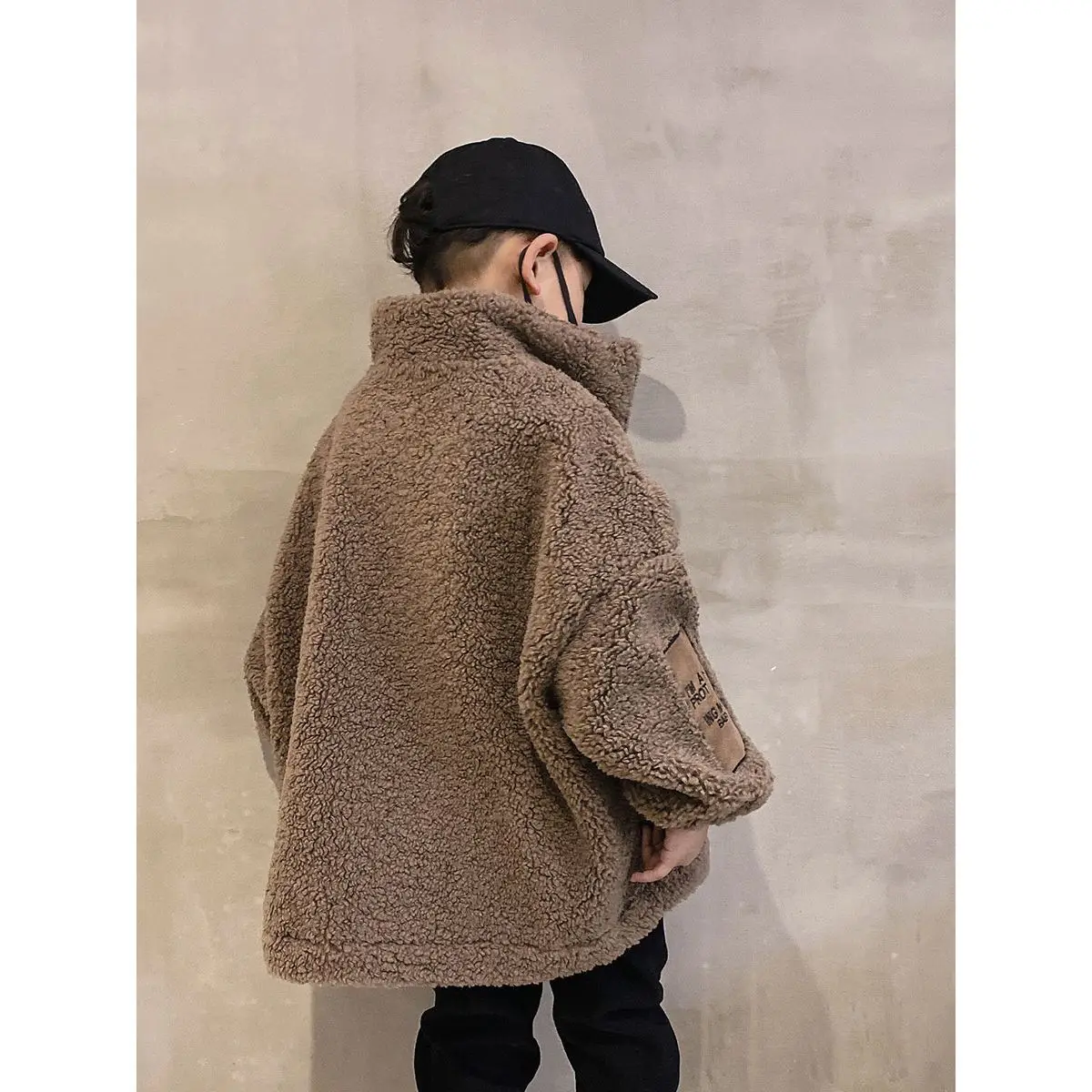 Boys Patchwork Wool Coat Kids Outerwear Korean Thickened Big Teenager New Winter Woolen Jackets 5 7 8 9 10 11 12 13 14Years Old