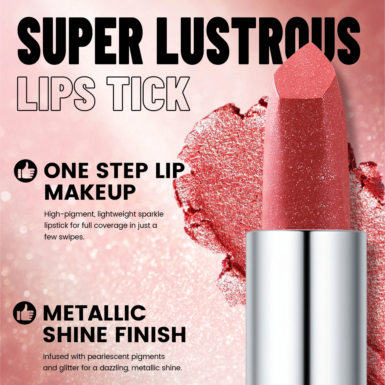 Pearlmuttischer Metallic Lippenstift Langanhaltend Wasserfest_voghion.com