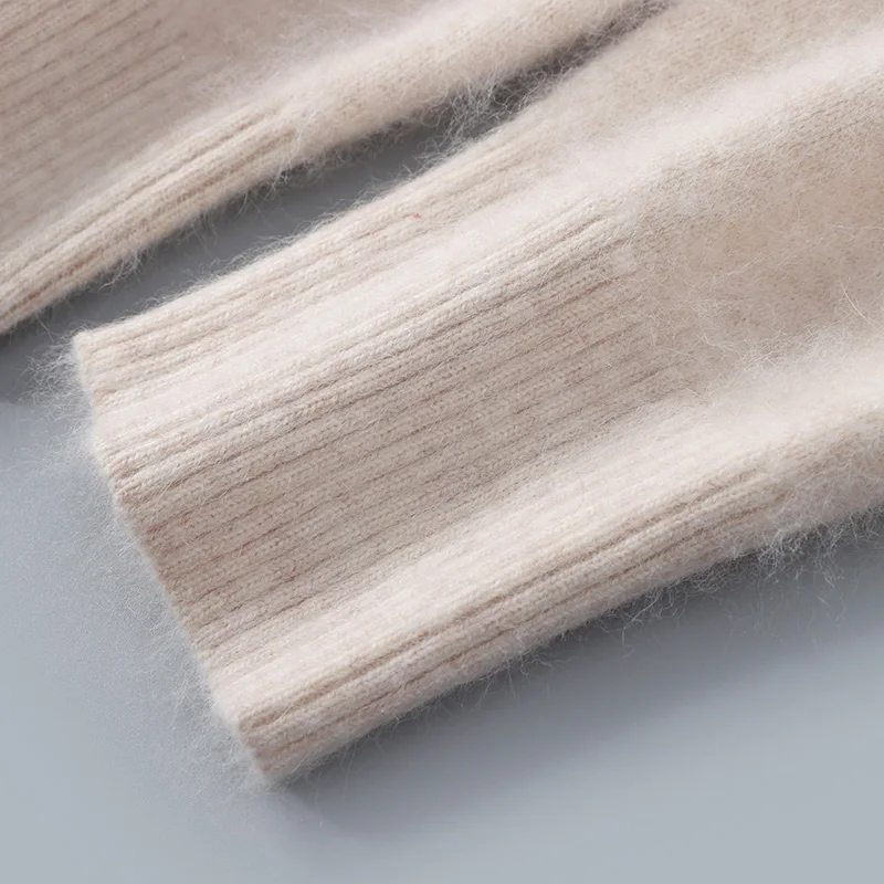 Autumn and winter new men's 100% mink cashmere sweater V-neck pullover knitted plus size sweater high-end fashion coat.