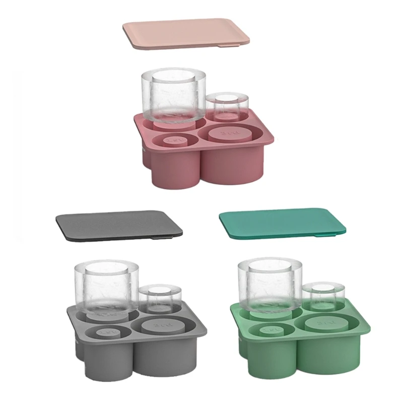 

Easy to Clean Ice Sleeve Convenient Ice Cube Tray for Chill Beverages 4 Grids Cylinders Ice Lattices Molds Kitchenwares